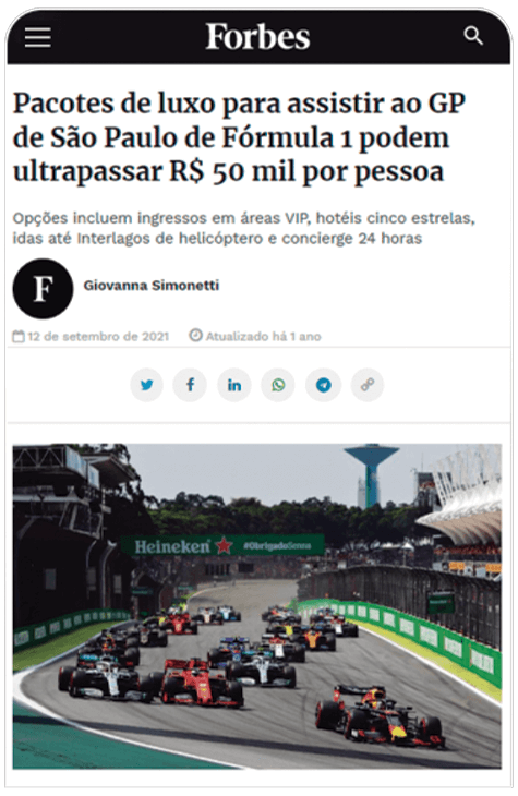 Pacotes de luxo para assistir ao GP de São Paulo de Fórmula 1